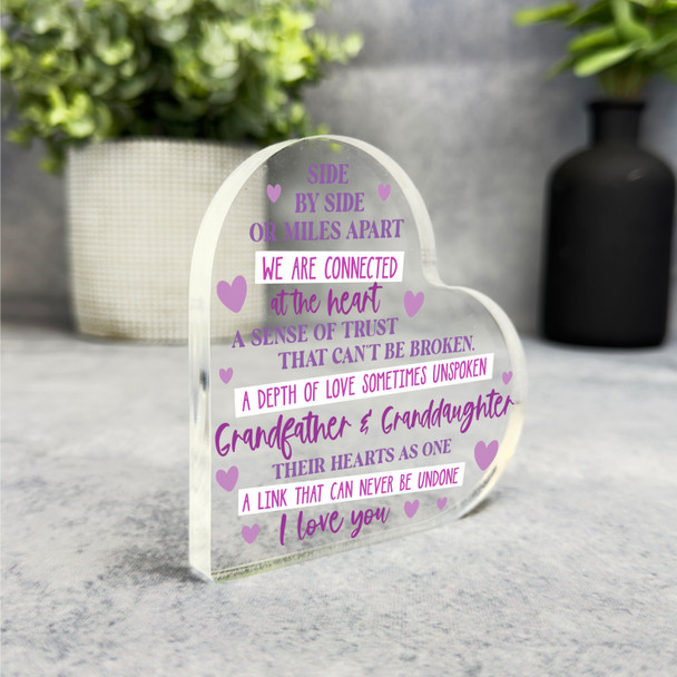 Gift For Grandfather & Granddaughter Connected Heart Keepsake Plaque