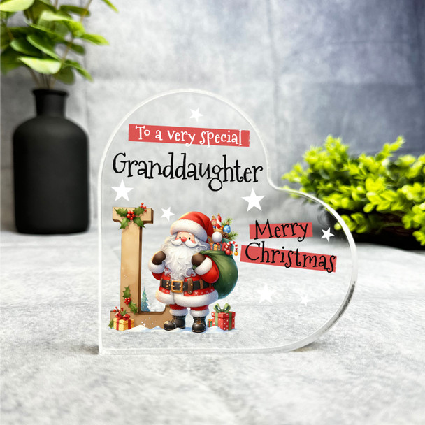 Gift For Special Granddaughter Christmas Alphabet Letter L Heart Keepsake Plaque