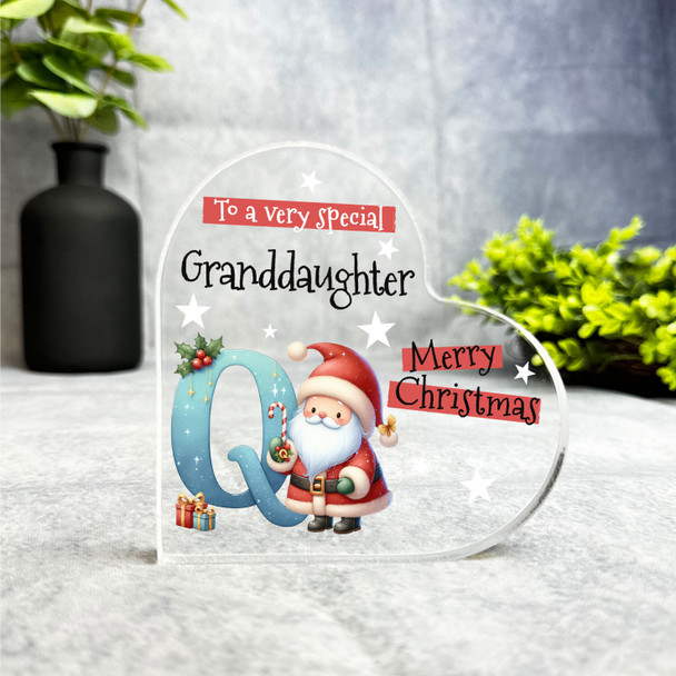 Gift For Special Granddaughter Christmas Alphabet Letter Q Heart Keepsake Plaque