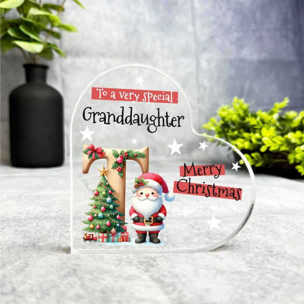 Gift For Special Granddaughter Christmas Alphabet Letter T Heart Keepsake Plaque