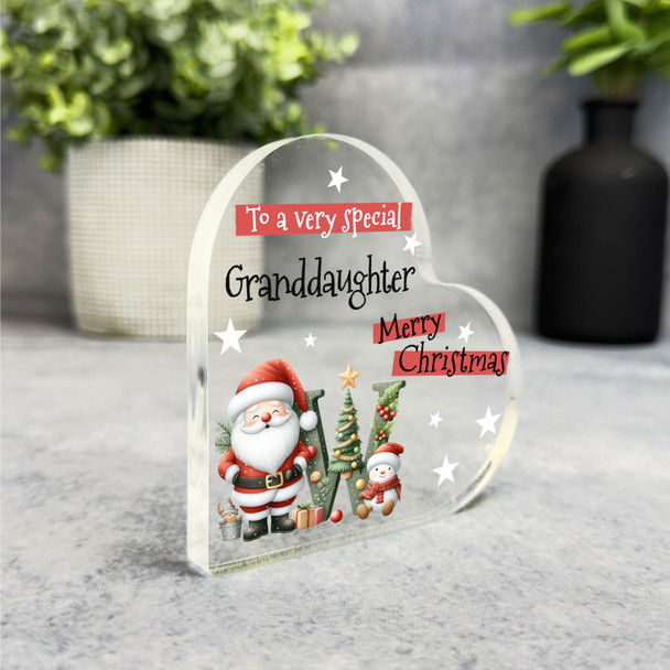 Gift For Special Granddaughter Christmas Alphabet Letter W Heart Keepsake Plaque