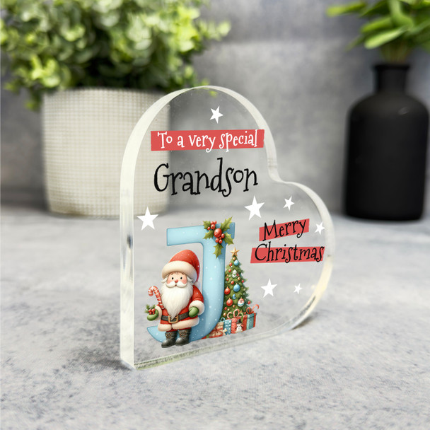 Gift For Special Grandson Christmas Alphabet Letter J Side Heart Keepsake Plaque