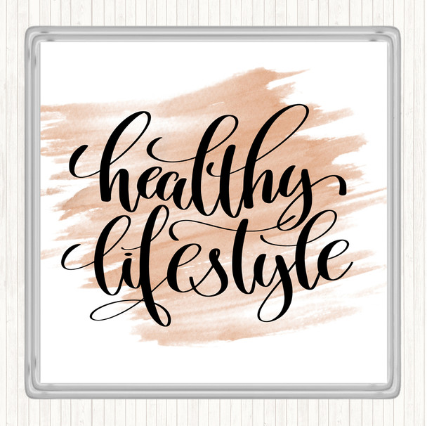 Watercolour Healthy Lifestyle Quote Coaster