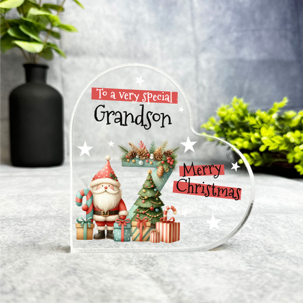 Gift For Special Grandson Christmas Alphabet Letter Z Side Heart Keepsake Plaque