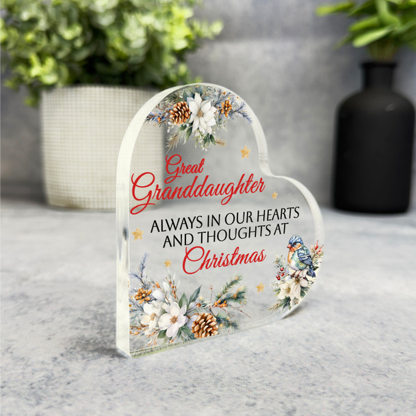 Great Granddaughter Christmas Watercolour Floral Gift Side Heart Keepsake Plaque