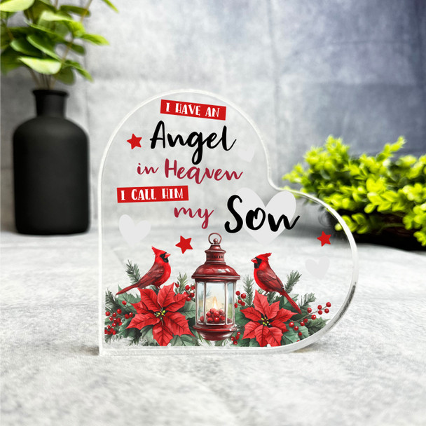 I Have An Angel In Heaven Son Bird Christmas Memorial Gift Heart Keepsake Plaque