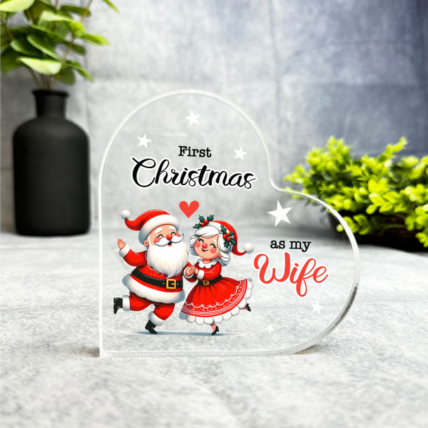 Gift For 1st Christmas As My Wife Mr & Mrs Claus Romantic Heart Keepsake Plaque
