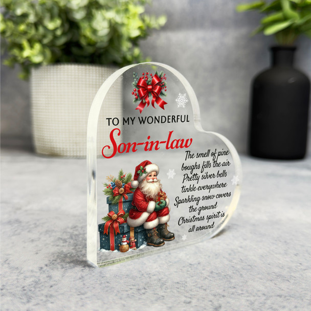 Gift For Son-In-Law Christmas Poem Santa Claus Side Heart Keepsake Plaque Decor