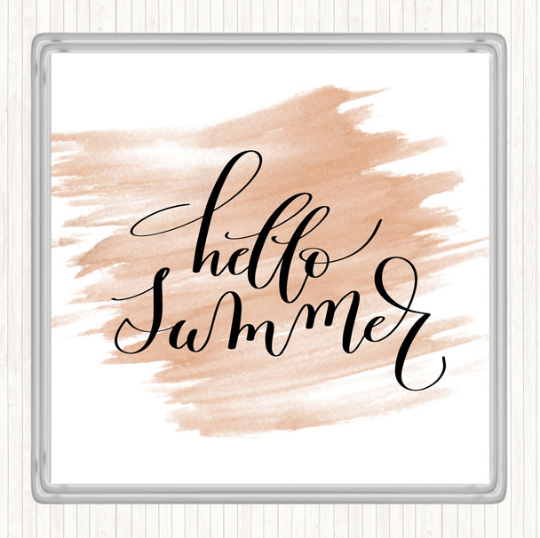 Watercolour Hello Summer Quote Coaster