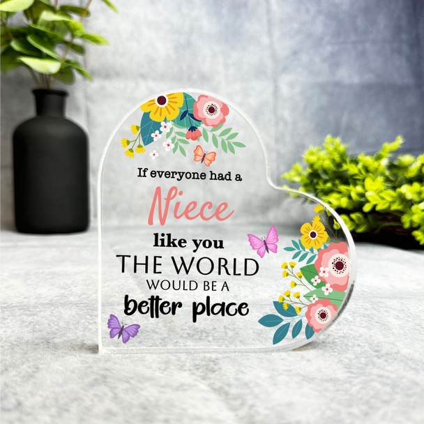 Gift For Niece Colourful Floral Butterflies Side Heart Keepsake Plaque Ornament