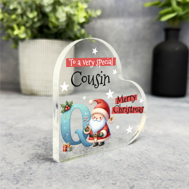 Gift For Special Cousin Christmas Alphabet Letter Q Side Heart Keepsake Plaque