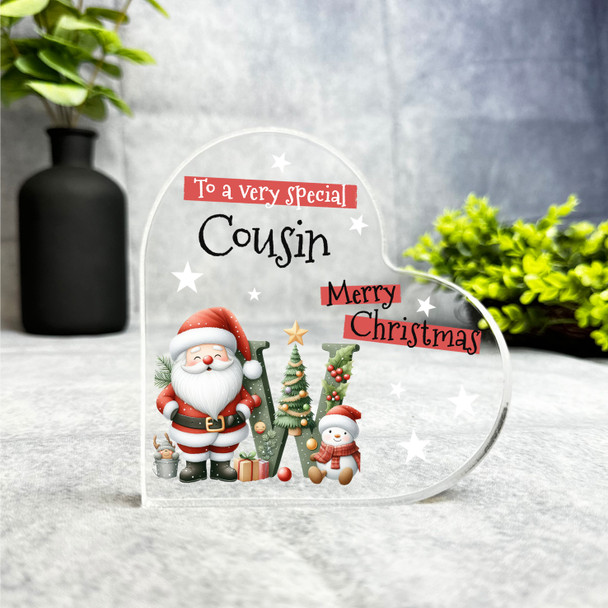 Gift For Special Cousin Christmas Alphabet Letter W Side Heart Keepsake Plaque