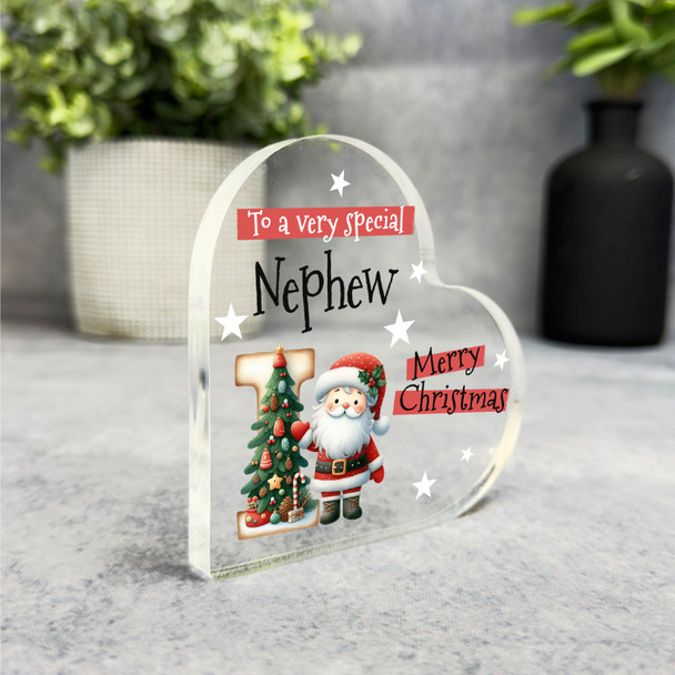 Gift For Special Nephew Christmas Alphabet Letter I Side Heart Keepsake Plaque