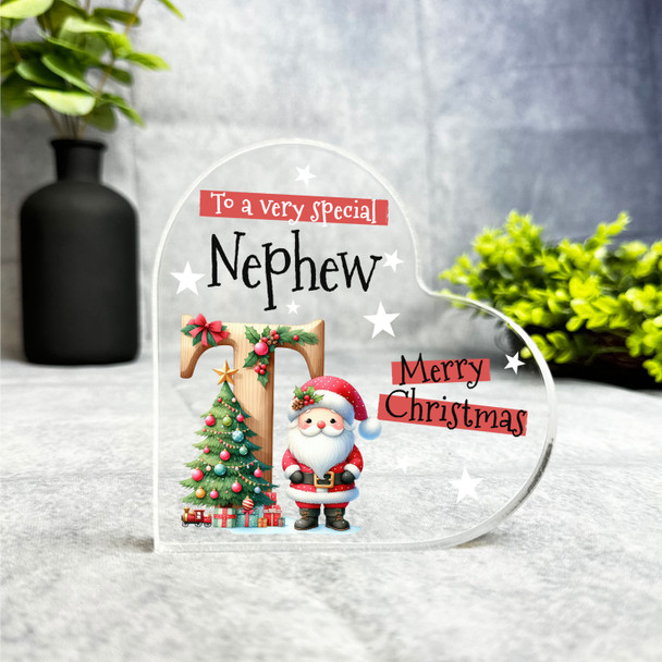Gift For Special Nephew Christmas Alphabet Letter T Side Heart Keepsake Plaque