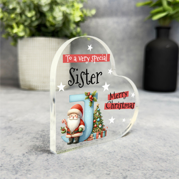 Gift For Special Sister Christmas Alphabet Letter J Side Heart Keepsake Plaque
