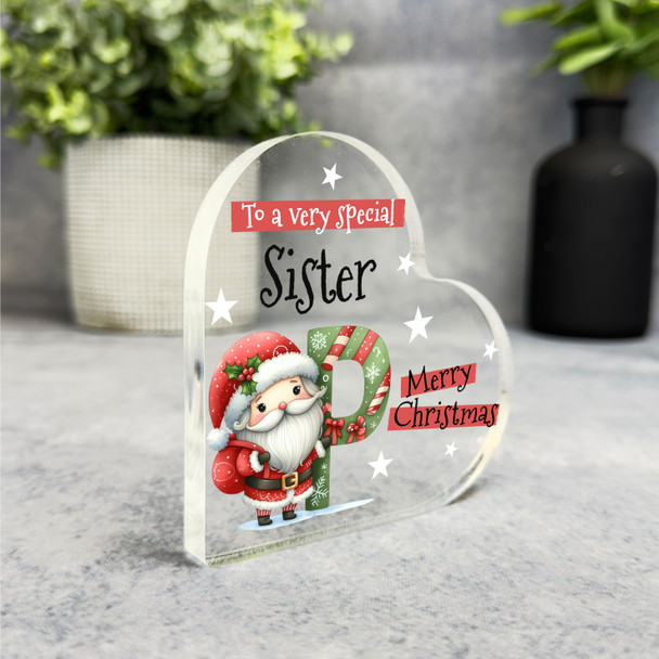Gift For Special Sister Christmas Alphabet Letter P Side Heart Keepsake Plaque