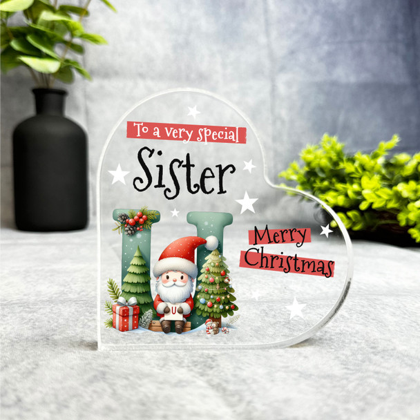 Gift For Special Sister Christmas Alphabet Letter U Side Heart Keepsake Plaque