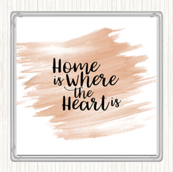Watercolour Home Is Quote Coaster