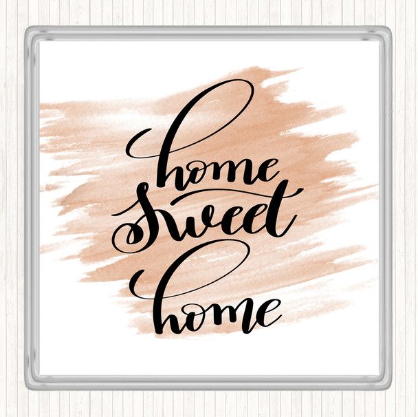 Watercolour Home Sweet Home Quote Coaster