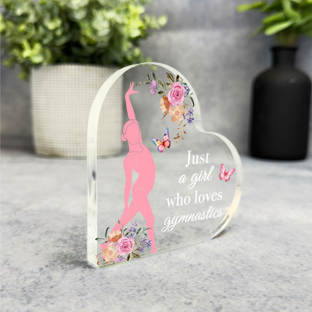 Gift For Gymnastics Lover Floral Pink Gymnast Silhouette Heart Keepsake Plaque