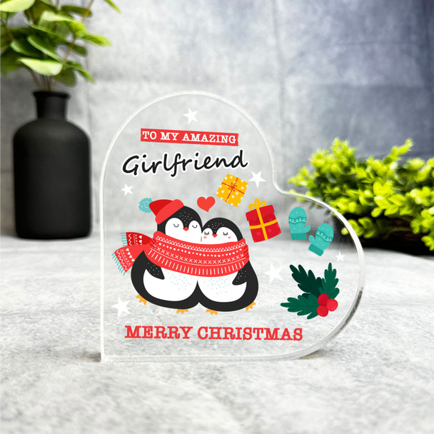 Gift For Girlfriend Christmas Penguin Couple Side Heart Keepsake Plaque Decor