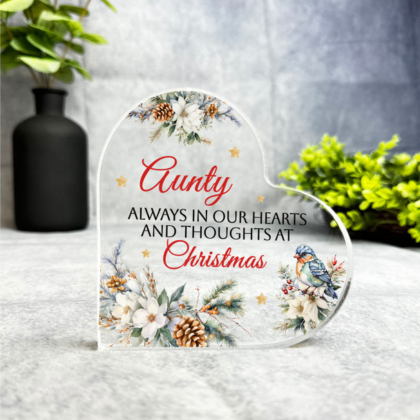 Aunty Christmas Watercolour Floral Gift Side Heart Keepsake Plaque Decoration