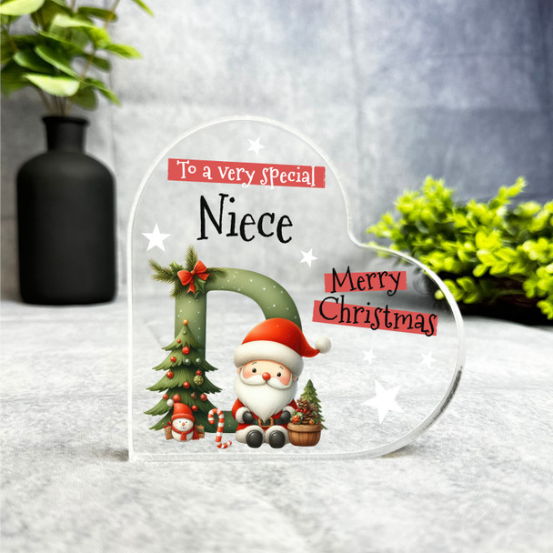 Gift For Christmas Special Niece Alphabet Letter D Side Heart Keepsake Plaque