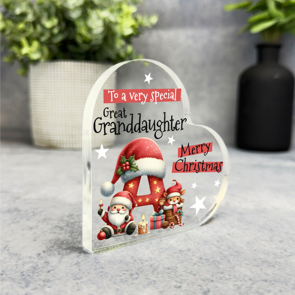 Gift For Special Great Granddaughter Christmas Letter A Heart Keepsake Plaque