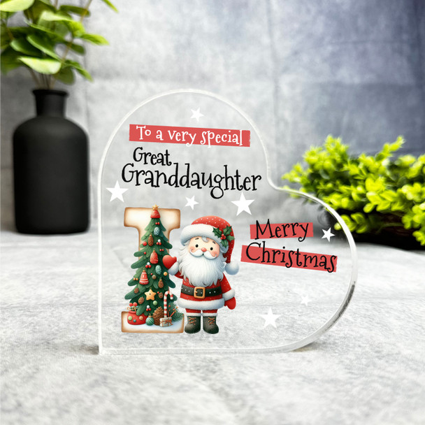 Gift For Special Great Granddaughter Christmas Letter I Heart Keepsake Plaque