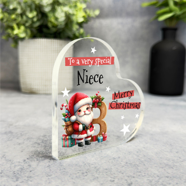 Gift For Special Niece Christmas Alphabet Letter B Side Heart Keepsake Plaque