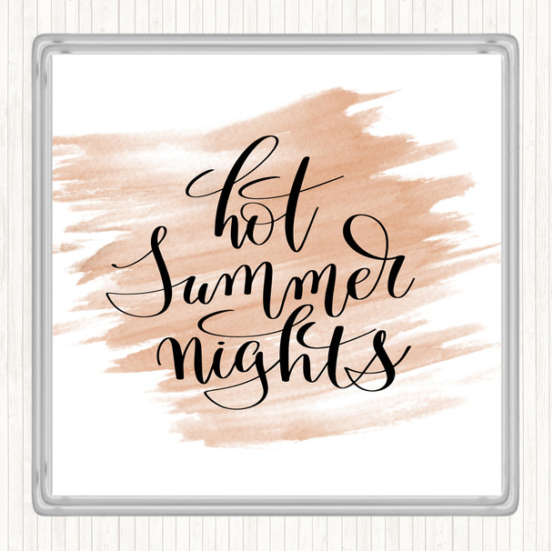 Watercolour Hot Summer Nights Quote Coaster