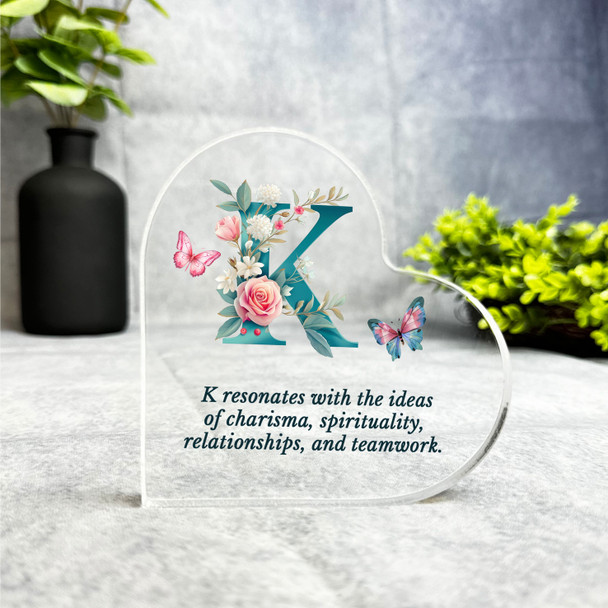 Floral Name Initial Letter K Meaning Gift Side Heart Keepsake Plaque Ornament Floral Name Initial Letter K Meaning Gift Side Heart Keepsake Plaque Ornament