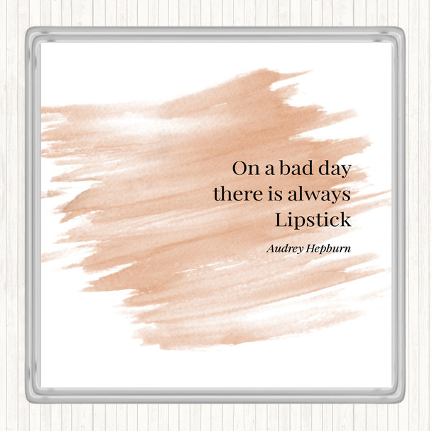 Watercolour Audrey Hepburn Lipstick Quote Coaster