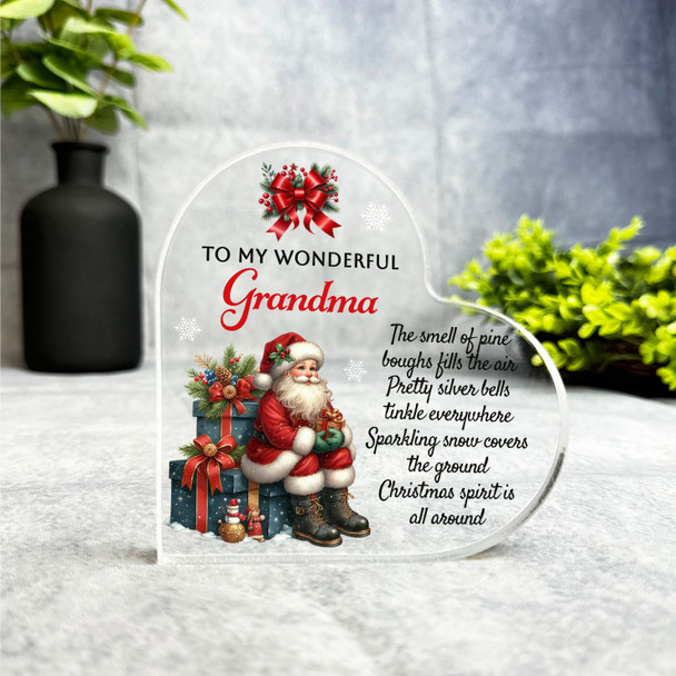 Gift For Grandma Christmas Poem Santa Claus Side Heart Keepsake Plaque Decor