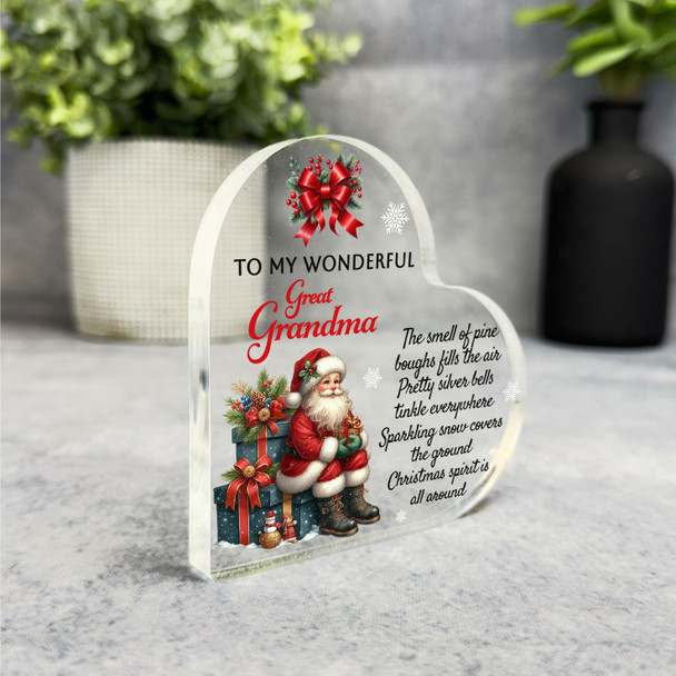 Gift For Great Grandma Christmas Poem Santa Claus Side Heart Keepsake Plaque