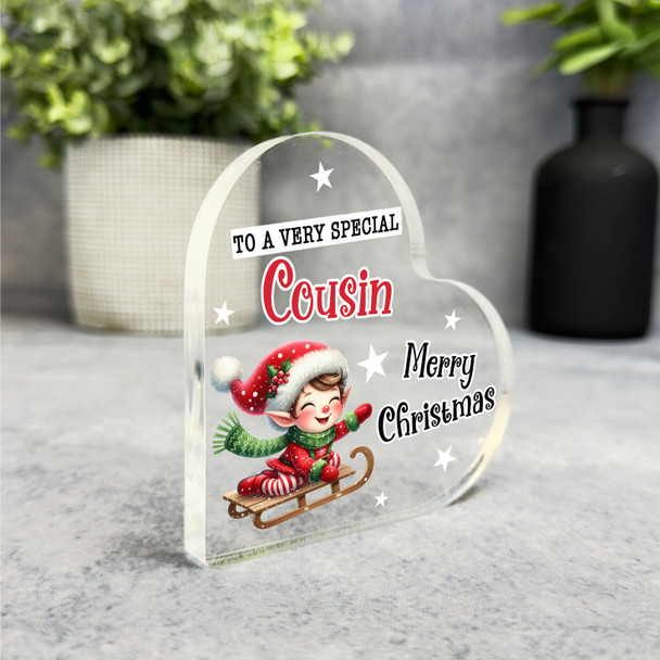 Gift For Cousin Christmas Cute Boy Elf Side Heart Keepsake Plaque Decoration Gift For Cousin Christmas Cute Boy Elf Side Heart Keepsake Plaque Decoration