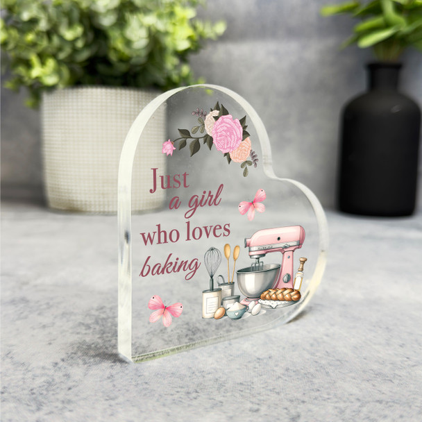 Gift For Baker Pink Girl Loves Baking Accessories Side Heart Keepsake Plaque