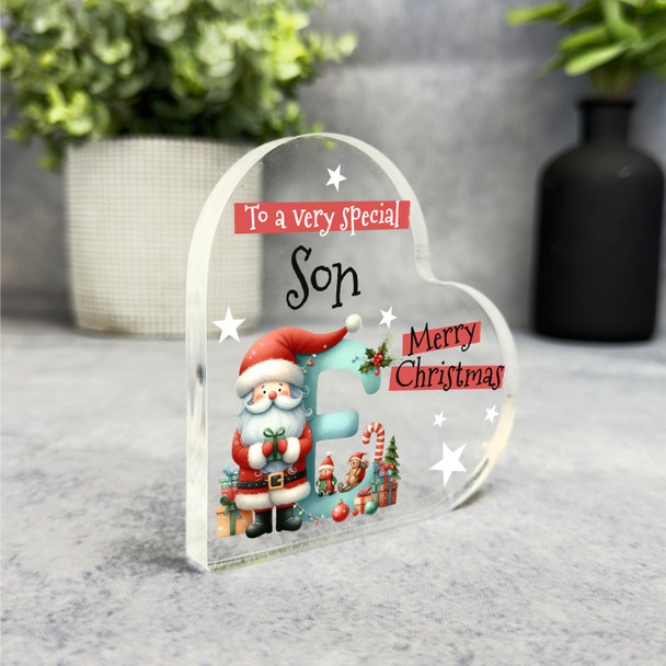 Gift For Special Son Christmas Alphabet Letter E Side Heart Keepsake Plaque