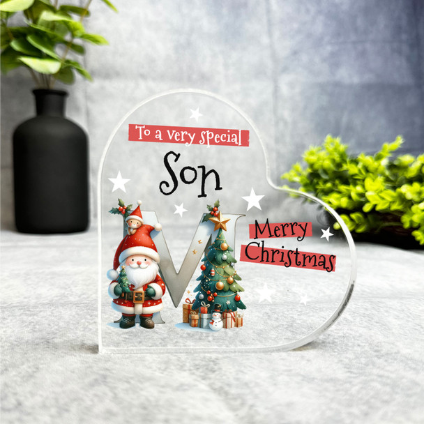 Gift For Special Son Christmas Alphabet Letter M Side Heart Keepsake Plaque