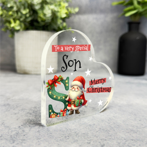 Gift For Special Son Christmas Alphabet Letter S Side Heart Keepsake Plaque