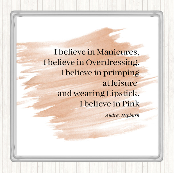 Watercolour Audrey Hepburn Manicures Quote Coaster