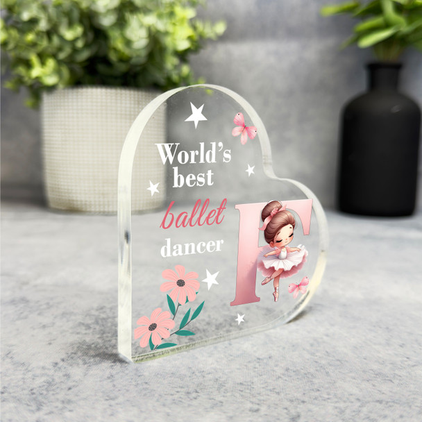 Gift For Ballet Dancer Name Initial F Side Heart Keepsake Plaque Ornament