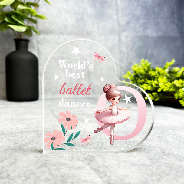 Gift For Ballet Dancer Name Initial O Side Heart Keepsake Plaque Ornament