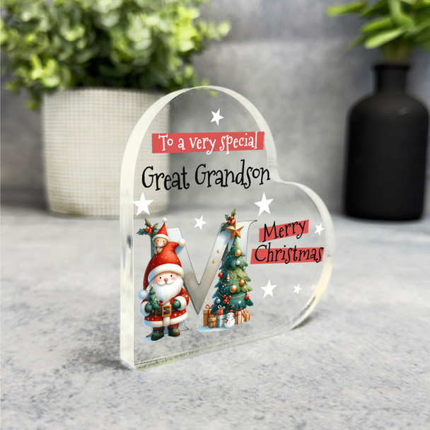Gift For Special Great Grandson Christmas Letter M Heart Keepsake Plaque