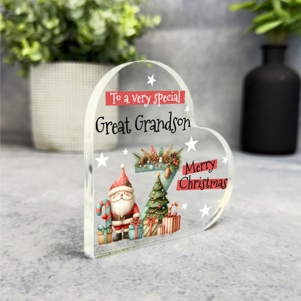 Gift For Special Great Grandson Christmas Letter Z Heart Keepsake Plaque