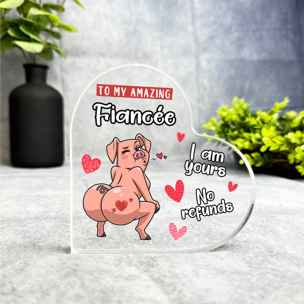 Gift For FiancÃ©e Funny Twerking Pig Side Heart Keepsake Plaque Ornament Present