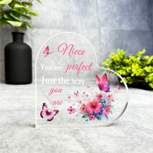 Butterflies You Are Perfect Positive Niece Gift Heart Keepsake Plaque