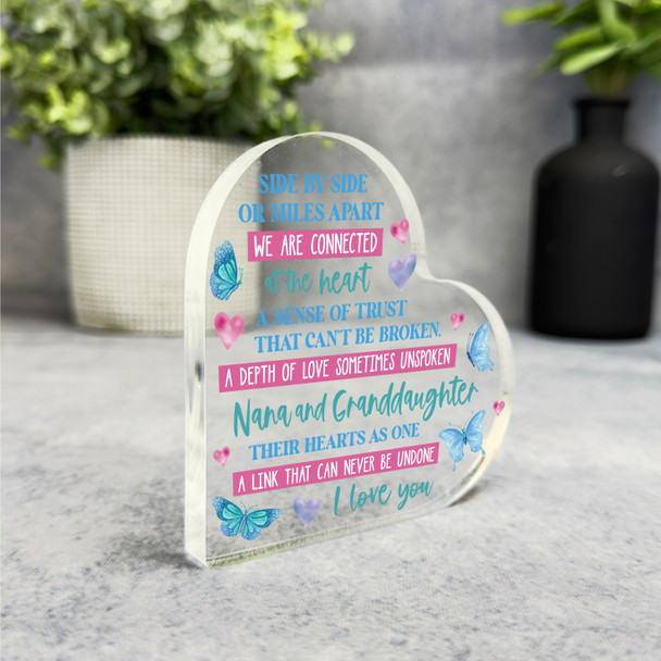 Gift For Nana & Granddaughter Connected At Heart Butterfly Heart Keepsake Plaque Gift For Nana & Granddaughter Connected At Heart Butterfly Heart Keepsake Plaque