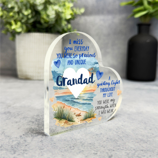 Grandad Memorial Beach Miss You Everyday Gift Side Heart Keepsake Plaque Present
