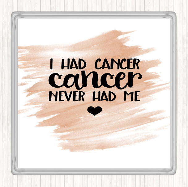 Watercolour I Had Cancer Cancer Never Had Me Quote Coaster